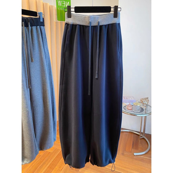 Naistele kõrge vöökoht, vaba lõige ja laiad sääred püksid polüestrist, igapäevane jaapani-korea stiil
