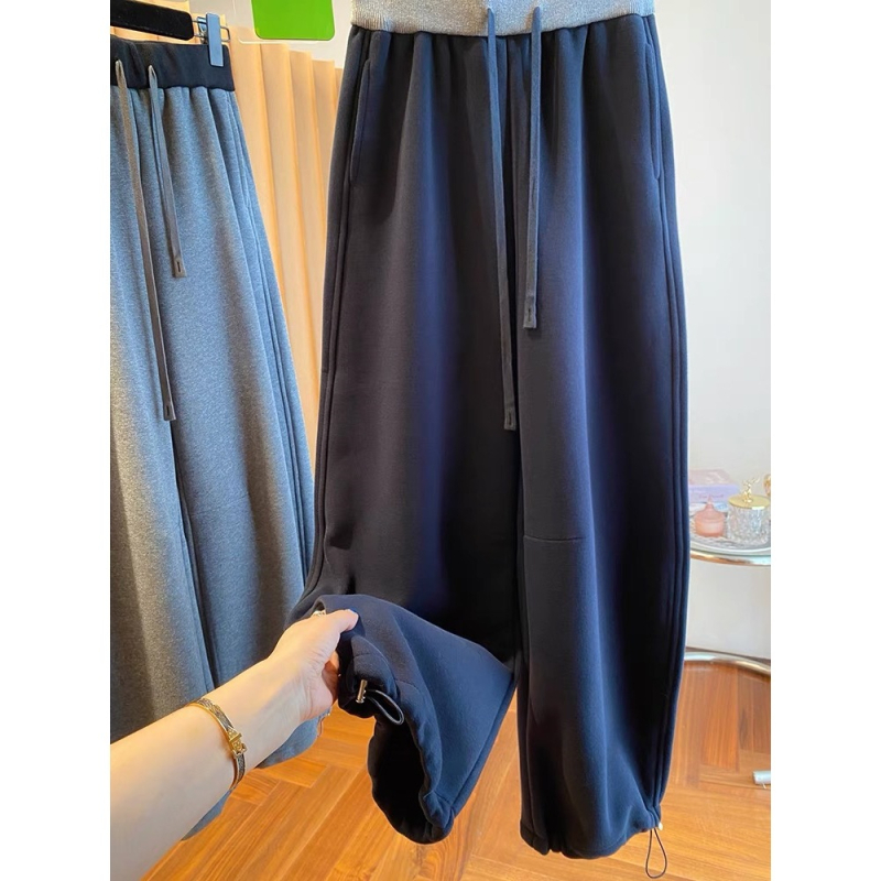 Naistele kõrge vöökoht, vaba lõige ja laiad sääred püksid polüestrist, igapäevane jaapani-korea stiil