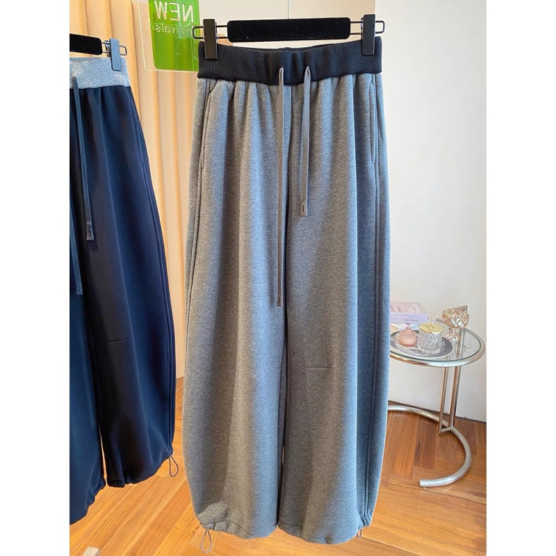 Naistele kõrge vöökoht, vaba lõige ja laiad sääred püksid polüestrist, igapäevane jaapani-korea stiil