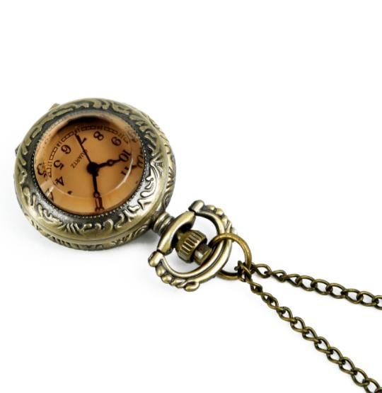 Ρολόι τσέπης με μηχανισμό Quartz, κάσα από κράμα ψευδαργύρου, λουράκι από κράμα, κυκλικός καντράν με ρωμαϊκούς αριθμούς και κρεμαστή αλυσίδα