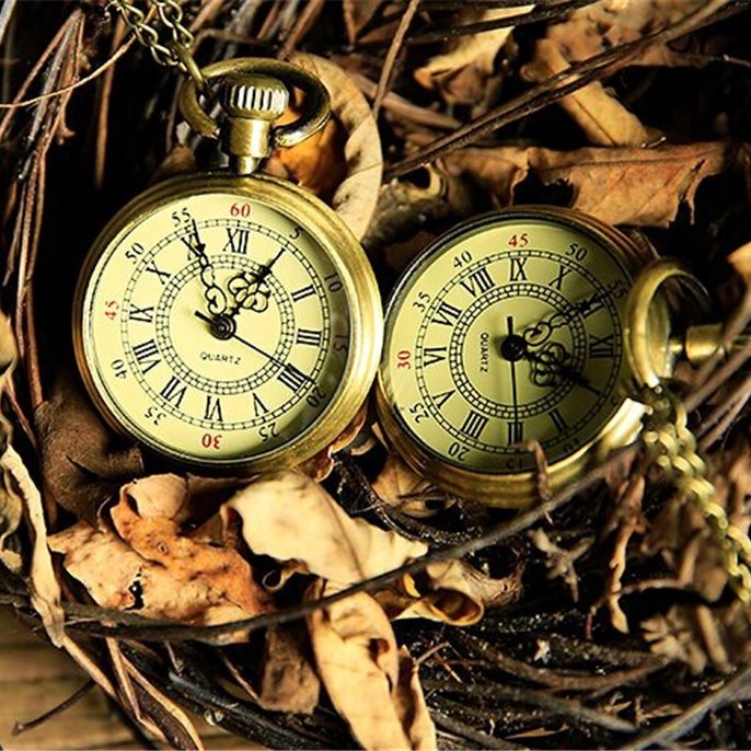 Ρολόι τσέπης με μηχανισμό Quartz, κάσα από κράμα ψευδαργύρου, λουράκι από κράμα, κυκλικός καντράν με ρωμαϊκούς αριθμούς και κρεμαστή αλυσίδα