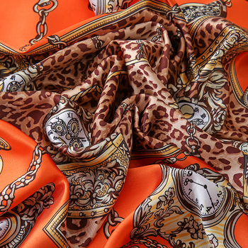 Леопардов принт квадратен шал, изкуствена коприна, печат, украса