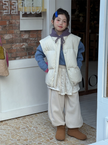 Meiteņu korejas stila dūnu vestīte, bez piedurknēm, īss garums, rāvējslēdzējs, pildījums 86–90%