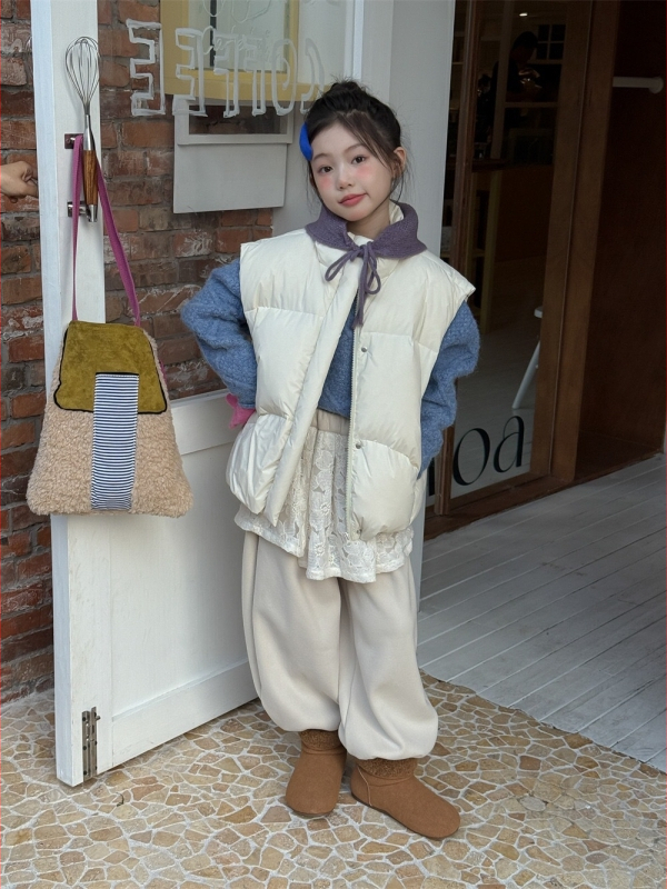 Meiteņu korejas stila dūnu vestīte, bez piedurknēm, īss garums, rāvējslēdzējs, pildījums 86–90%