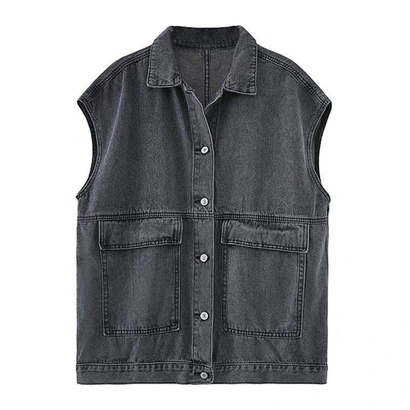 Ženski džins vest, slobodnog kroja bez rukava, korejski BF ležerni stil, pamuk–denim mješavina, proljeće–jesen