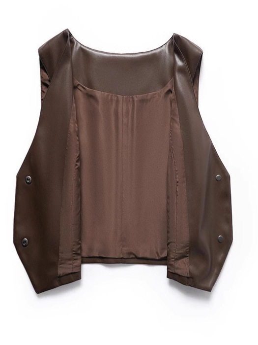 Női valódi báránybőr mellény, V-nyak, karcsú szabás, normál hossz, tavasz 2025