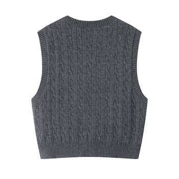 Ženska pletene veste s V izrezom, slobodan kroj, poliester, duljina 50–65 cm, proljeće 2025, elegantan gradski stil.