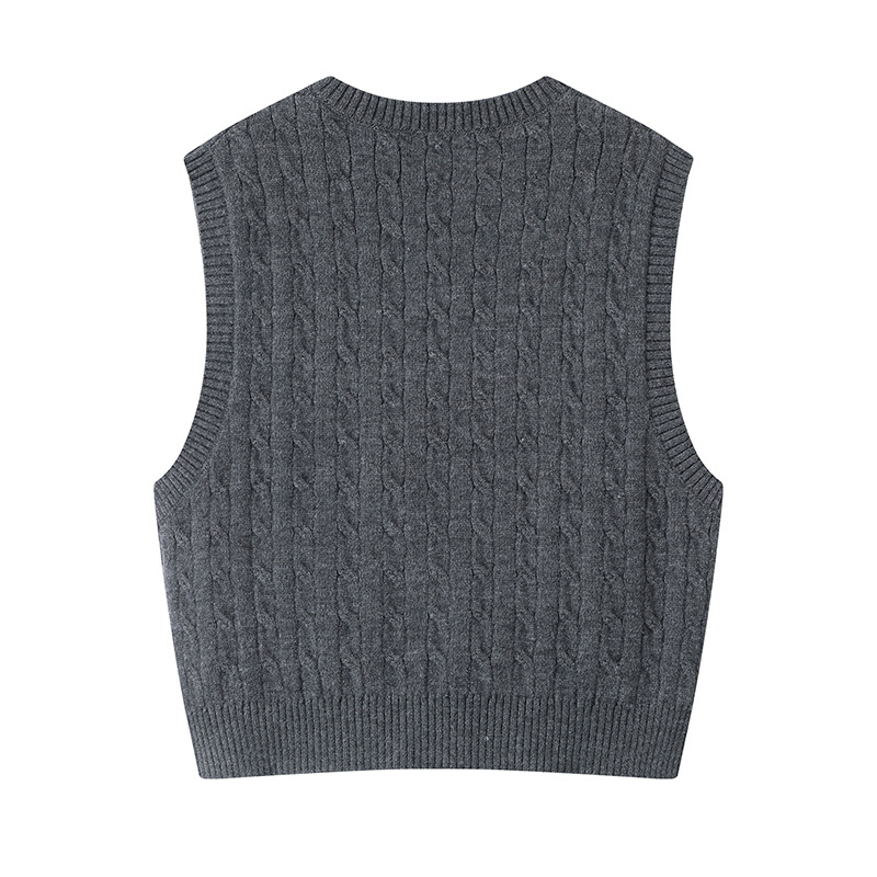 Ženska pletene veste s V izrezom, slobodan kroj, poliester, duljina 50–65 cm, proljeće 2025, elegantan gradski stil.