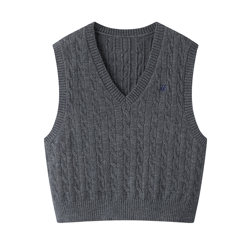 Ženska pletene veste s V izrezom, slobodan kroj, poliester, duljina 50–65 cm, proljeće 2025, elegantan gradski stil.