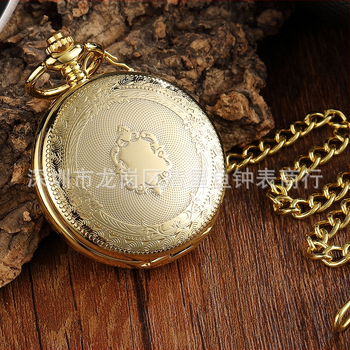 Ceas de buzunar mecanic pentru colier, cu motiv de cerb decupat, mecanism rabat, stil vintage — Mișcare: mecanică; Model: 618; Brand: Dandong; Carcasă: aliaj; Închidere: lanț gros