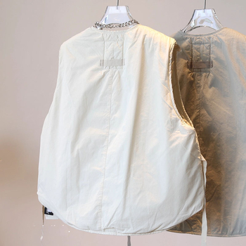 Jesensko-zimski bezruk kardigan-vest s konopnom teksturom, opušten casual stil, korejski stil, prošivena punila od down cotton, jednobojna
