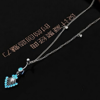 AJY Retro bakreni dugi lanac za trbuh i pojas s cirkonima, cvjetni oblik – pupčani nakit