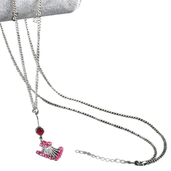 AJY Retro bakreni dugi lanac za trbuh i pojas s cirkonima, cvjetni oblik – pupčani nakit