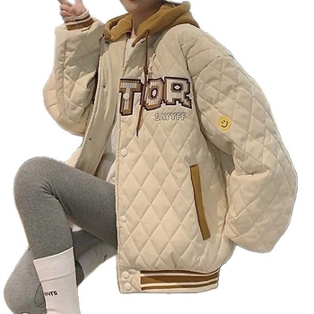 Djevojačka pamučna jakna s punjenjem od imitacije svile-pamuka, srednje duljine, baseball stil, dugi rukavi, okrugli ovratnik, jesen 2025
