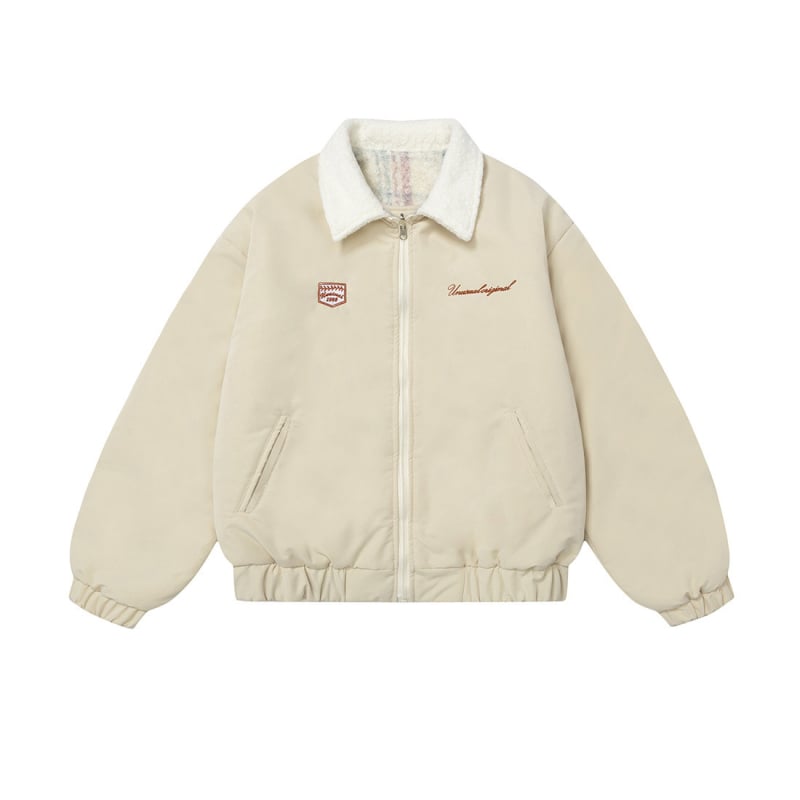 Bavlnené oblečenie, voľný strih, stojací golier, zips vpredu, výplň z materiálu Down-Cotton, dvojstranne nositeľné látky, podšívka 100% polyester