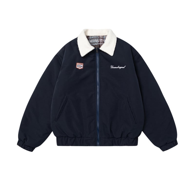 Bavlnené oblečenie, voľný strih, stojací golier, zips vpredu, výplň z materiálu Down-Cotton, dvojstranne nositeľné látky, podšívka 100% polyester