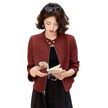 Ženska pamučna jakna sa stojećim ovratnikom, dugi rukavi, gradski stil, izlazak u jesen 2025