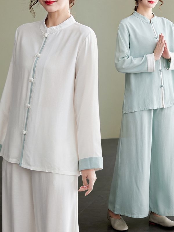 Tai Chi komplet od pamuka i lana s 30–50% konoplje, retro kineskog stila, široka silueta za vježbanje, proljeće-ljeto 2024.
