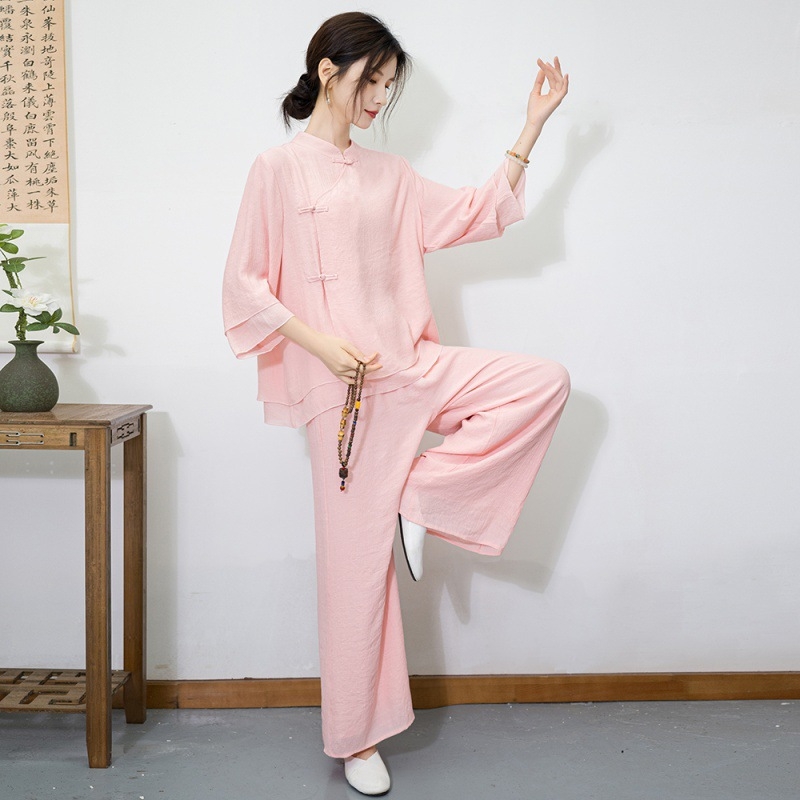 Ženski dvodijelni joga set - poliester i pamuk, etnički retro stil, zen inspiracija, ljeto 2024, Polyester 30-50%, Pamuk 30-50%