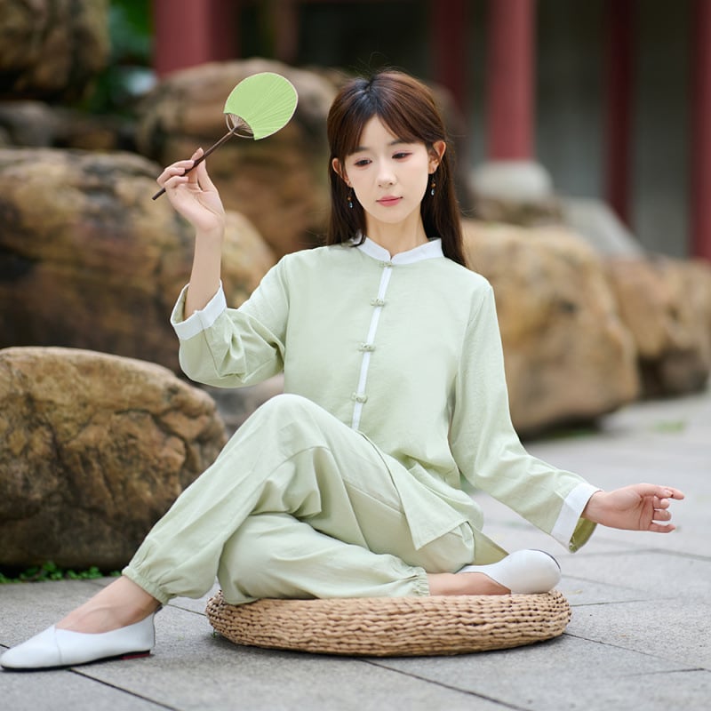 Tai Chi u kineskom stilu dvodijelni set za vježbanje, pamuk-linena mješavina s poliesterom do 30%, završna obrada visokim manganom, izlazi u jesen 2025., pogodno za scenske nastupe