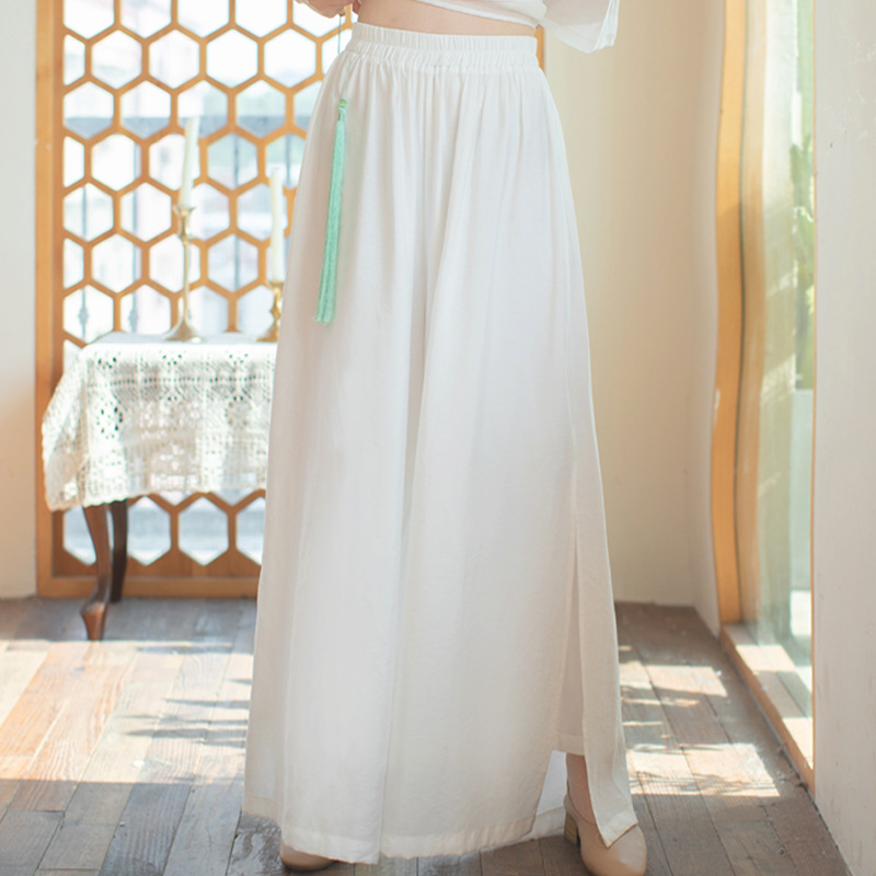 Hímzett chiffon-poliészter ruha, kínai ihletésű Zen teás stílusban, nyár 2023