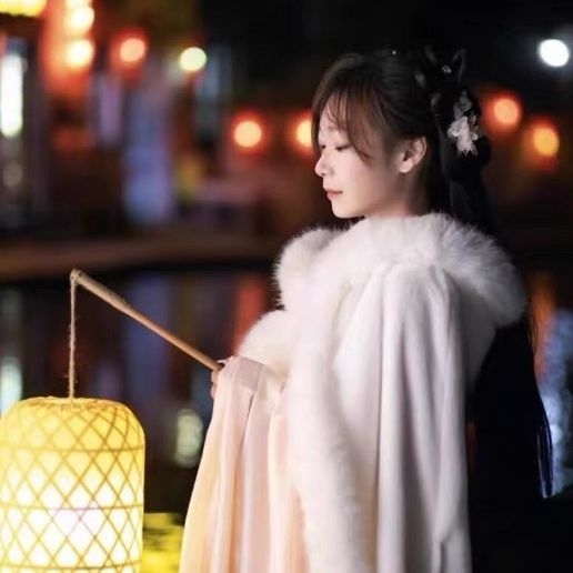 Chenille anyagú Hanfu köpeny szőrme gallérral, fleece béléssel, vastag téli köpeny, hagyományos stílus