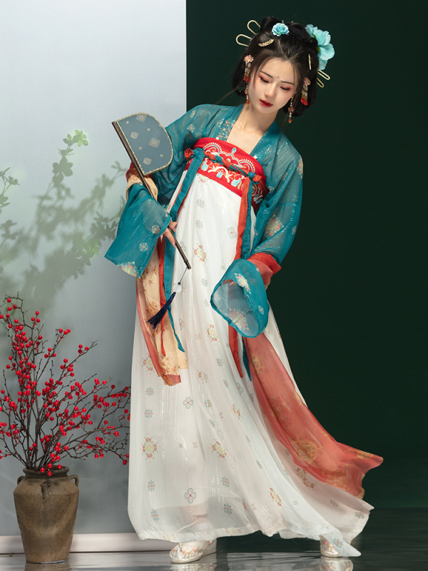 Cicada Pei Hanfu női nyári ruházat kínai stílusban, egyrészes deréktáji szoknya, chiffon spandex-szel, tie-dye, Cicada Pei