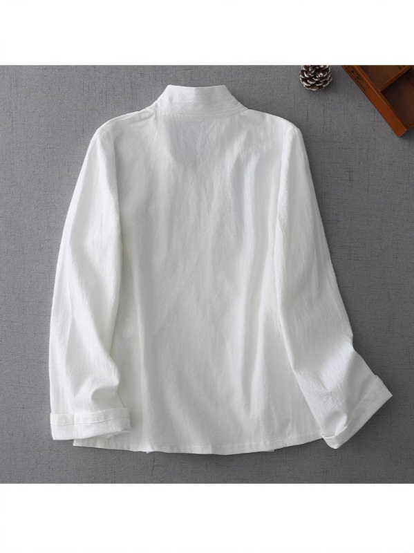 Pamut Hanfu laza szabású felső, összefonott gallérral, V-nyakú, több mint 95% pamut, 2025 nyári kiadás