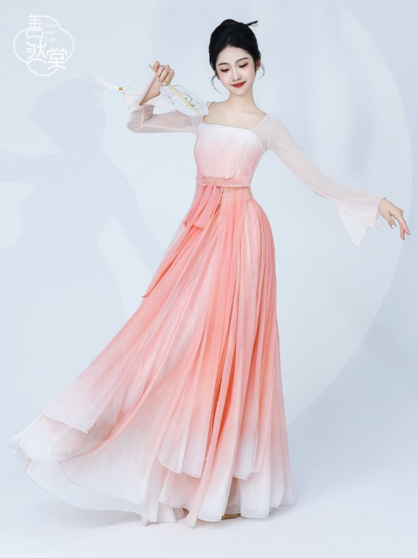 Kindness Hall Kínai Tánc Jelmez – Ru szoknya átlátszó voile felsővel, Nyár 2024, Fő anyag: Other, Összetétel: 95%+