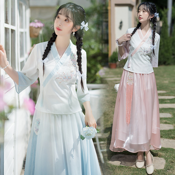 Hanfu ihletésű felső - fémes selyem anyag, poliészter, fő anyag <30%, 2023 nyár