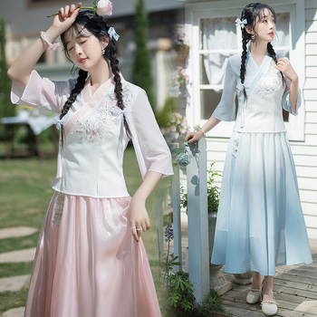 Hanfu ihletésű felső - fémes selyem anyag, poliészter, fő anyag <30%, 2023 nyár