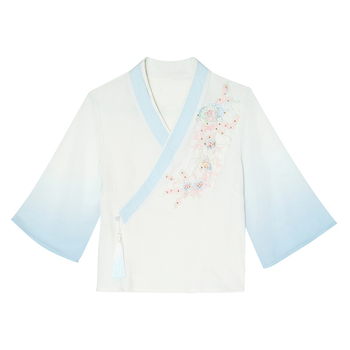 Hanfu ihletésű felső - fémes selyem anyag, poliészter, fő anyag <30%, 2023 nyár