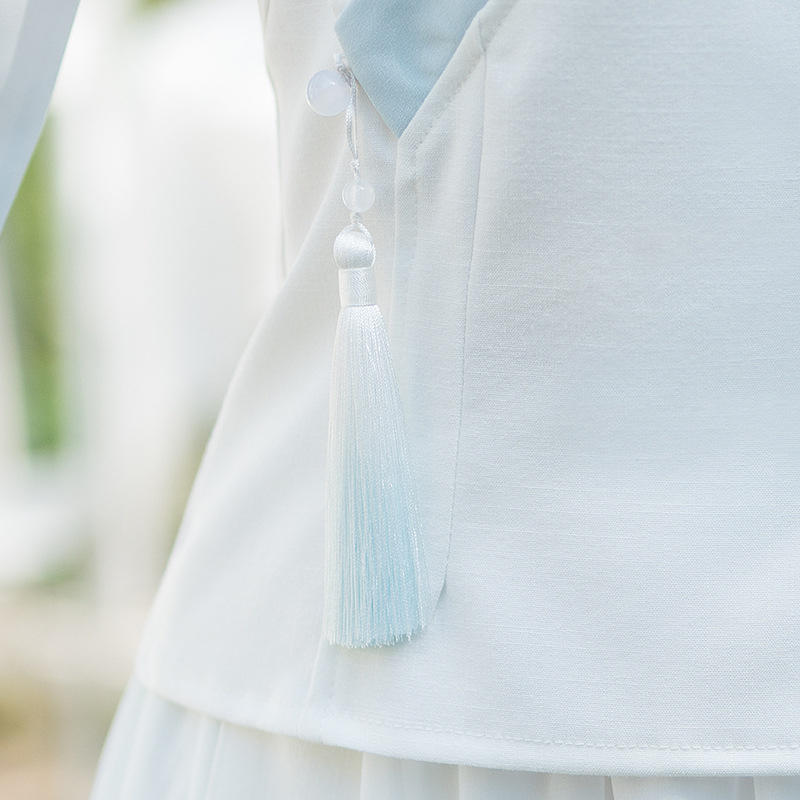 Hanfu ihletésű felső - fémes selyem anyag, poliészter, fő anyag <30%, 2023 nyár