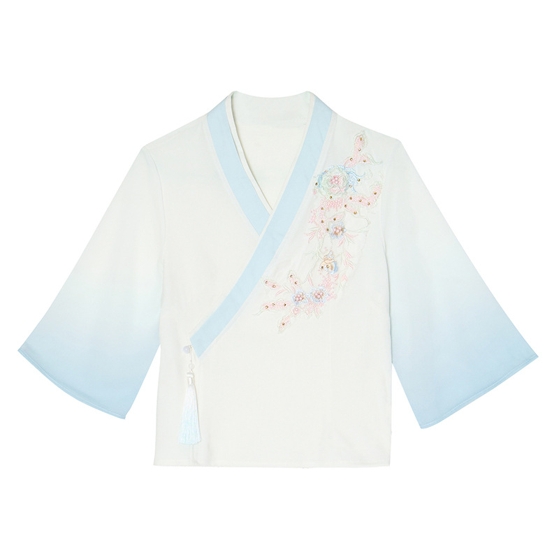 Hanfu ihletésű felső - fémes selyem anyag, poliészter, fő anyag <30%, 2023 nyár