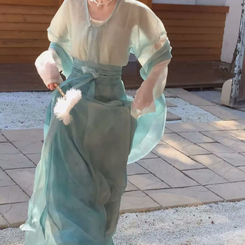 Hanfu ženski Tang stil, proljeće-ljeto, jednodelna suknja do struka, pamuk-poliester mješavina (90-95% pamuka)