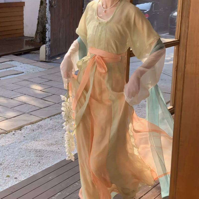 Hanfu ženski Tang stil, proljeće-ljeto, jednodelna suknja do struka, pamuk-poliester mješavina (90-95% pamuka)