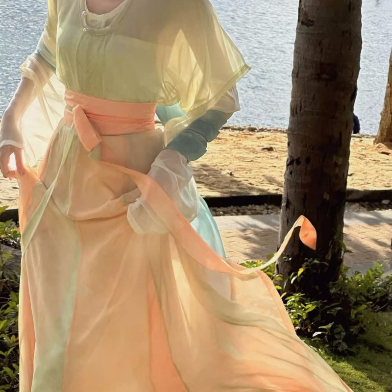 Hanfu ženski Tang stil, proljeće-ljeto, jednodelna suknja do struka, pamuk-poliester mješavina (90-95% pamuka)