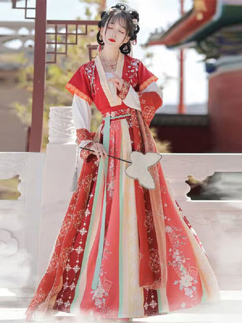 Hanfu za žene, novi kineski stil, prozračan do struka, izvezen u stilu Tang dinastije, ljetni model, svakodnevni komplet za proljeće, ljeto i jesen