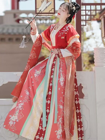 Hanfu za žene, novi kineski stil, prozračan do struka, izvezen u stilu Tang dinastije, ljetni model, svakodnevni komplet za proljeće, ljeto i jesen