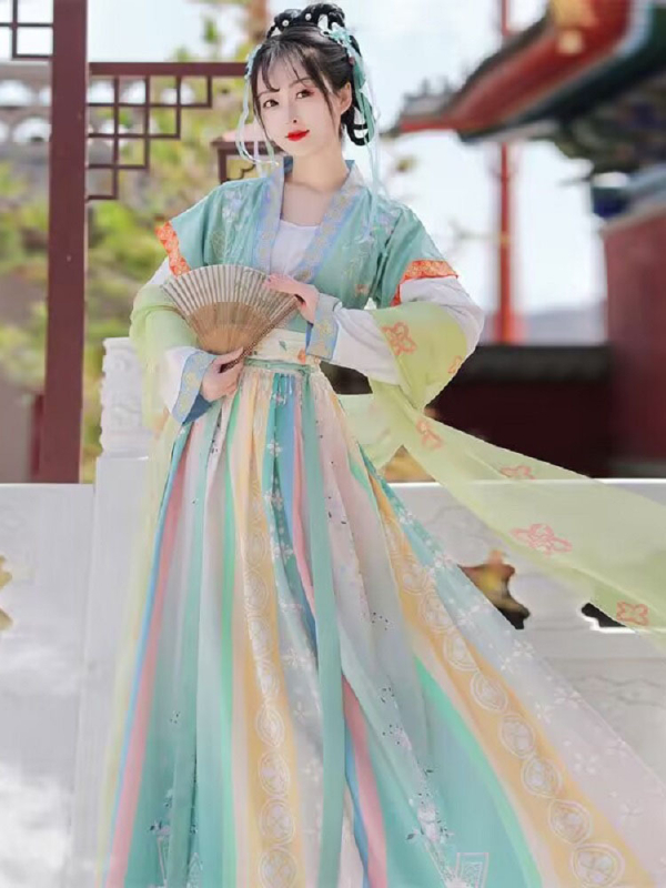 Hanfu za žene, novi kineski stil, prozračan do struka, izvezen u stilu Tang dinastije, ljetni model, svakodnevni komplet za proljeće, ljeto i jesen