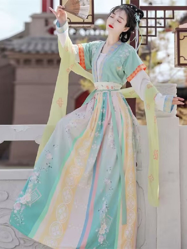 Hanfu za žene, novi kineski stil, prozračan do struka, izvezen u stilu Tang dinastije, ljetni model, svakodnevni komplet za proljeće, ljeto i jesen