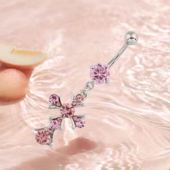 Nabavni prsten s križnim dizajnom, zakrivljena šipka, medicinska nehrđajuća čelika, dijamantna završna obrada, nakit za piercing tijela