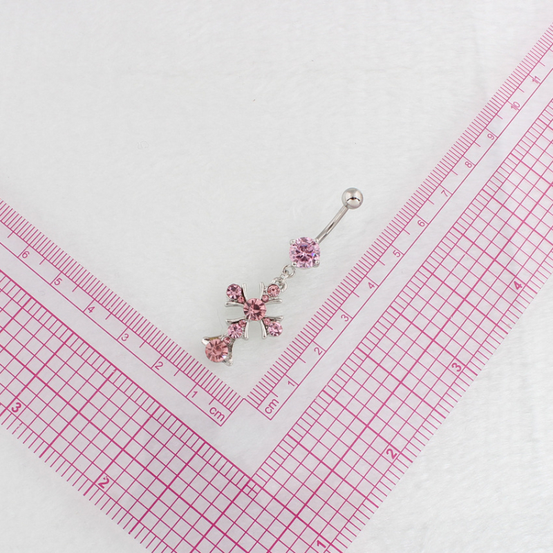 Nabavni prsten s križnim dizajnom, zakrivljena šipka, medicinska nehrđajuća čelika, dijamantna završna obrada, nakit za piercing tijela