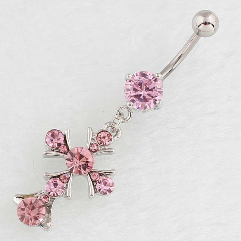 Nabavni prsten s križnim dizajnom, zakrivljena šipka, medicinska nehrđajuća čelika, dijamantna završna obrada, nakit za piercing tijela