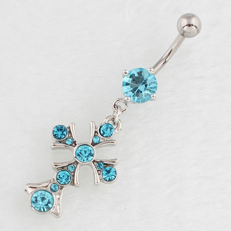 Nabavni prsten s križnim dizajnom, zakrivljena šipka, medicinska nehrđajuća čelika, dijamantna završna obrada, nakit za piercing tijela