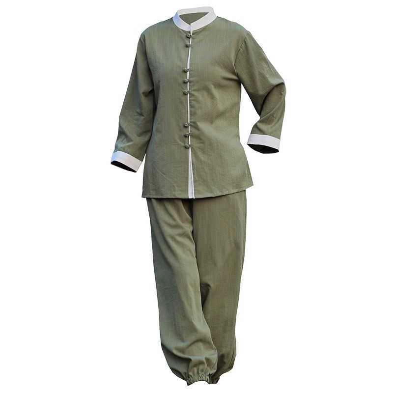 Női Taiji jóga ruha — kiváló minőségű kender-alapú keverék, 30–50% kender, <30% poliészter, magas hőmérsékletű formázás, 2025 ősz