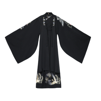 Ősi stílusú férfi kabát Wei Jin hatásra, hosszú ujjú, egyszínű, külső anyag pamut-vászon keverék, bélés pamut, minden szezonra alkalmas (2022)