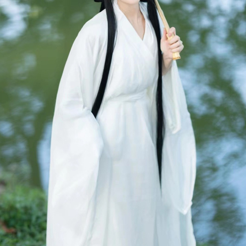 Ženska Hanfu haljina, nadahnuta razdobljem Wei Jin, svakodnevna drevna haljina s eteričnim stilom, tkanina s tiskom od pamuka i poliestera, ljetni model