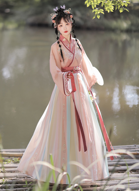 Női Hanfu ruha, Jin-made, egy darabos derékhossz, hímzett poliészter anyag, 2023 ősz kiadás