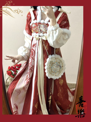 Hanfu készlet felső mellkasig érő toppal és szoknyával, őszi–téli stílus, Tang-stílusú ősi kínai ruházat, nyomtatott poliészter 95%+, 2025-ös kollekció